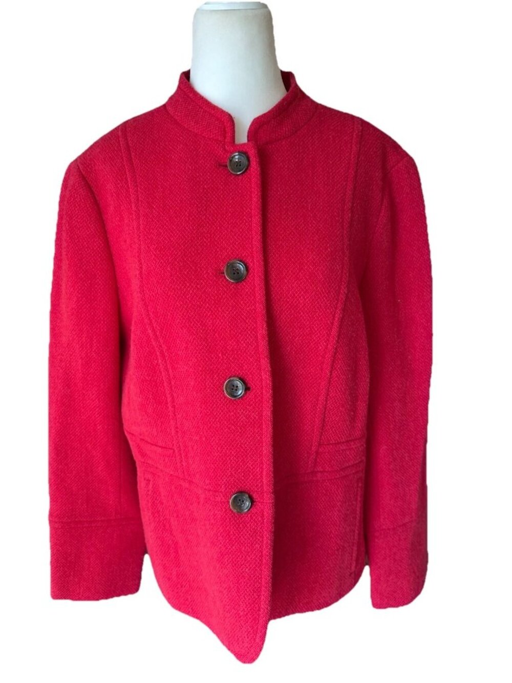 Talbots Women's Size 12 Wool Blend Fitted Jacket Raspberry Red